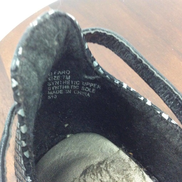 Madden Girl Women's 7M Flats G-Faro Black Silver Diamond Design Ankle Strap - Picture 7 of 8